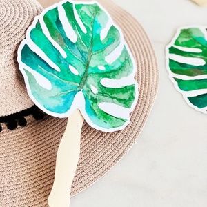 45 Monstera Paper Fans for Wedding or Luau Party